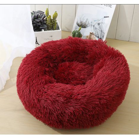Lit en peluche pour chien doux 100cm bordeaux