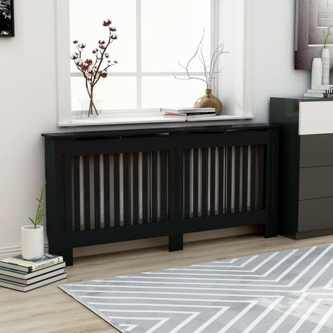 vidaXL Radiator Cover Black 172x19x81,5 cm Engineered Wood