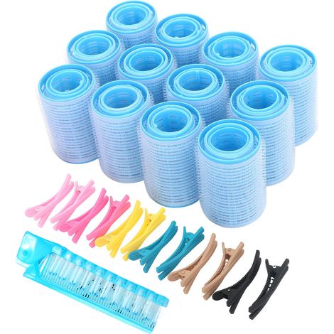 Lot de 36 bigoudis à friser, 3 tailles (grand, moyen et petit), avec pinces et peigne, pour cheveux épais et fins. (1/5)