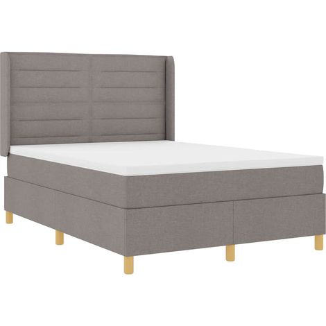 Maison Exclusive - Lit à ressorts avec bandes LED Taupe 140 x 200 cm tissu (1/5)