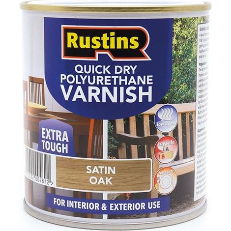 Rustins PSOAW500 Quick Dry Polyurethane Varnish Satin Oak 500ml PSOAW500 RUS4082