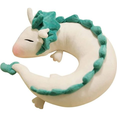 Oreiller de cou dragon blanc mignon en forme de U, peluche douce – DELKEVIC (1/4)