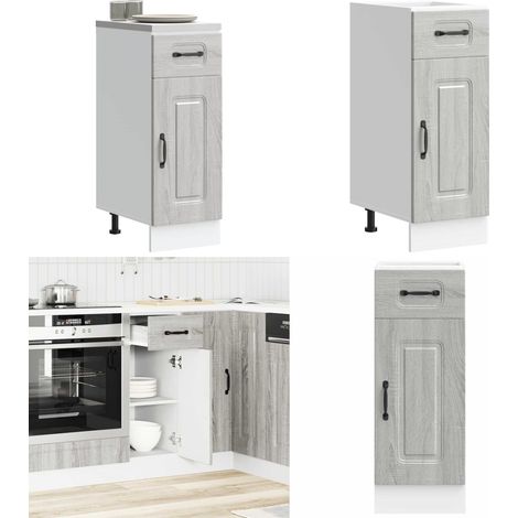 Mueble bajo de cocina Kalmar gris sonoma madera de ingeniería - Almacenamiento bajo cocina - Madera de ingeniería