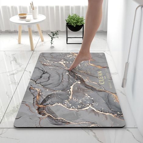 pair Tapis De Bain AntidéRapant, Tapis De Sol Absorbant 60 X 90 Cm Tapis De Douche Doux Et Confortable, Tapis De Bain Diatomite Pour La Baignoire, La Cuisine, Salon Et La Salle De Bain, fumée de chaux