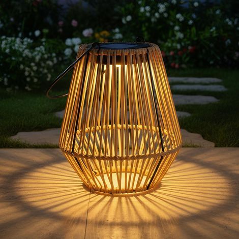 Lot 2 lanternes solaires rotin diamant LED étanche (1/5)