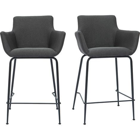 Barhocker anthrazitgrauer Stoff H65 cm (2er-Set) CARLIE