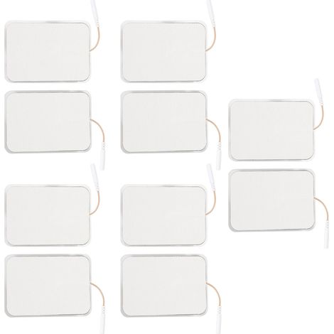 10 Coussinets Électrodes Réutilisables 7x10cm TENS EMS Gel Hydrogel Adhésifs Remplacement Connecteur 2.5mm Lot de 10 (1/5)