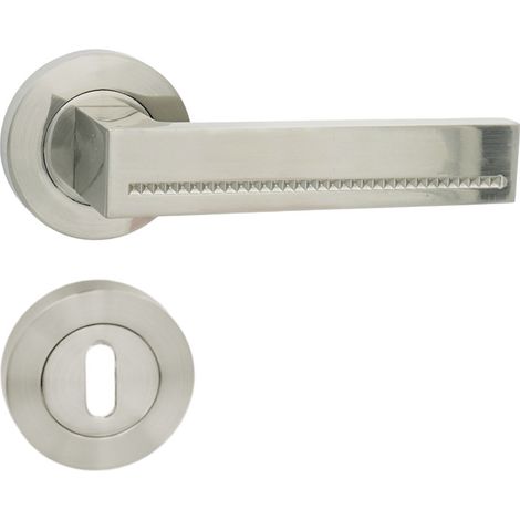 DOMINO Poignée de porte DELUX-R M9 BB Poignée avec rosace BB pour clé Nickel (1/5)