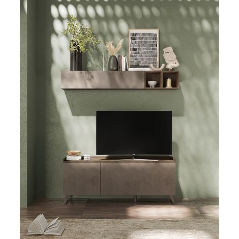 Meuble TV moderne bronze/mercure 181 cm Tristan (1/4)