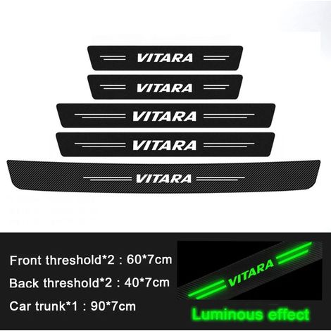 5 pièces bande adhésive lumineuse pour seuil de porte, protection de seuil, protection de coffre, protection de pare-chocs, autocollant anti-rayures (1/3)