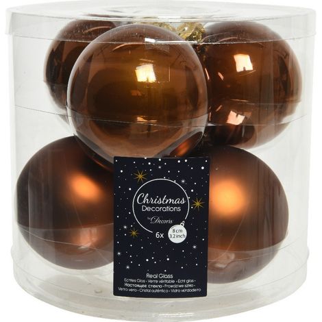 Boules de Noël à suspendre en verre 8 cm. Ensemble de 6