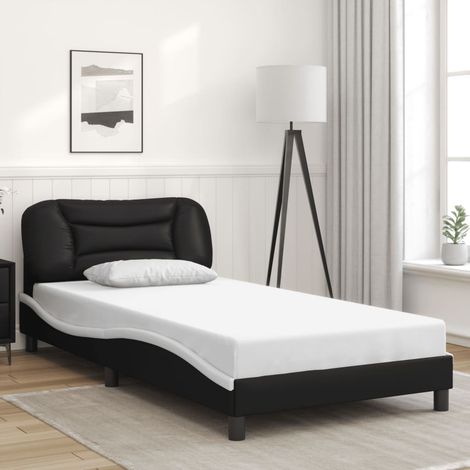 vidaXL Giroletto senza Materasso Hvar Nero e Bianco 100x200 cm in Similpelle (1/5)