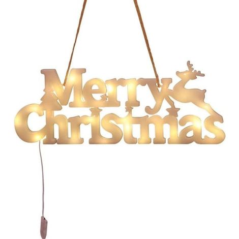 Guirlande lumineuse LED décorative à suspendre avec lettres de Joyeux Noël (1/5)