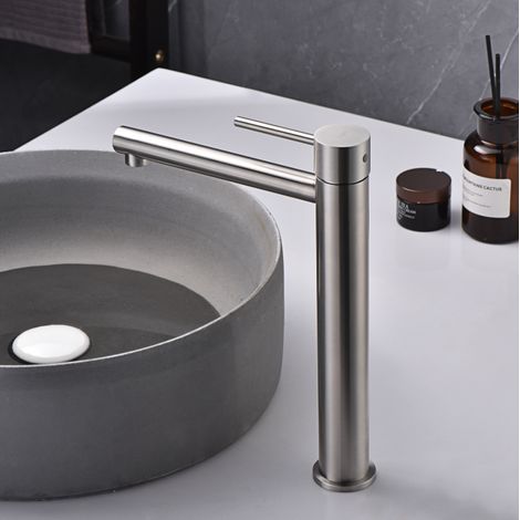 Imex - Grifo Monomando Lavabo Caño Alto Acero S.304 Serie Moscú (1/2)