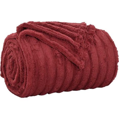 Couverture en laine bordeaux, 150 x 130 cm (1/5)
