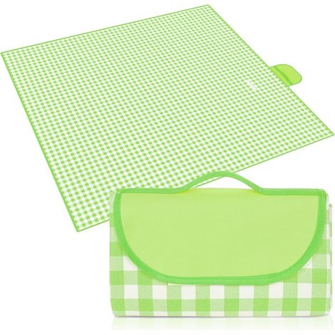 Couverture de pique-nique 200 x 200 cm, pliable, imperméable, idéale pour les parcs, le camping, les voyages, verte (1/5)