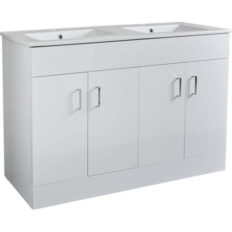 Milano Lurus - White 1210mm Bathroom Vanity Unit with Double Basin (1/5)