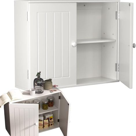 Badezimmer Wandschrank Weiß,Wand montiert/Boden stehend Holz Schlanke Aufbewahrungsschrank Einheit (1/5)