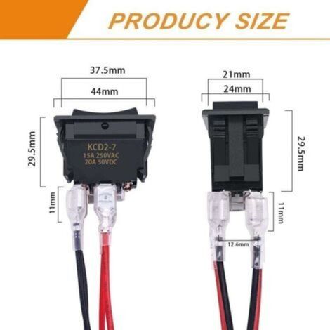 interrupteur inverseur de polarité 12v 3 positions momentané DC Motor Control DPDT 4 broches (ON)-Off-(ON) 20A RV Commutateur pour 5th Wheel Tongue Trailer KCD2-7-223-4P-X