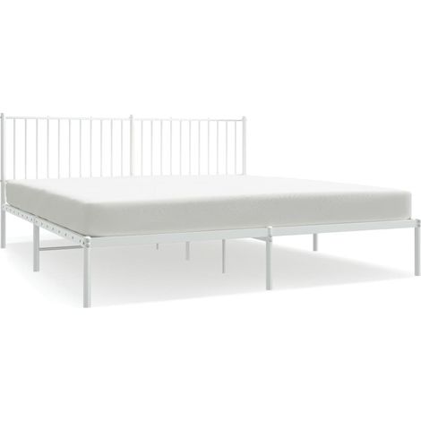 Lit adulte, Cadre de lit métal avec tête de lit, Structure de lit blanc 183x213 cm CDE97398 (1/5)