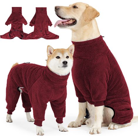 Weicher Winterpullover für Hunde, warmer Wollmantel für kaltes Wetter, bequemer und winddichter roter Winterjacken-Overall.