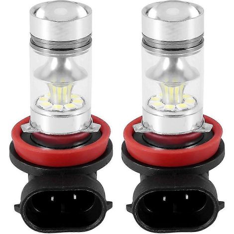 ampoules LED haute puissance H8 H11 H16 6000K blanc 100W pour feux de brouillard et feux de jour (DRL).