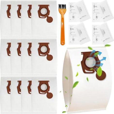 12 Sacs d'aspirateur pour Miele Guard S1 / Guard L1 / Guard M1, Sacs de rechange avec 4 filtres et 1 brosse de nettoyage, Grande capacité, Accessoires pour Miele Guard aspirateurs série (1/4)