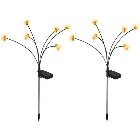 Lot de 2 lumiere Petite abeille solaire exterieur, Lampe Solaire Led Firefly Plug Light, lumière Petite abeille à énergie solaire, Lampes Solaires Extérieures, Lampes Solaires de Jardin-6 perle (1/5)