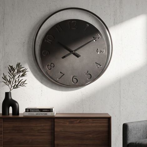 Horloge murale en métal noir ø cm 60x4,5