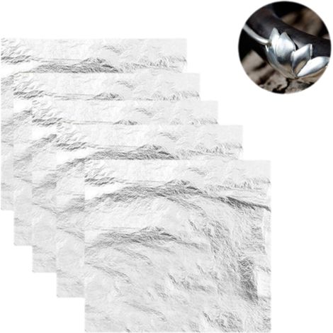 100 feuilles d'aluminium dorées et argentées pour nail art, imitation feuille d'or, peinture et loisirs créatifs. (1/5)