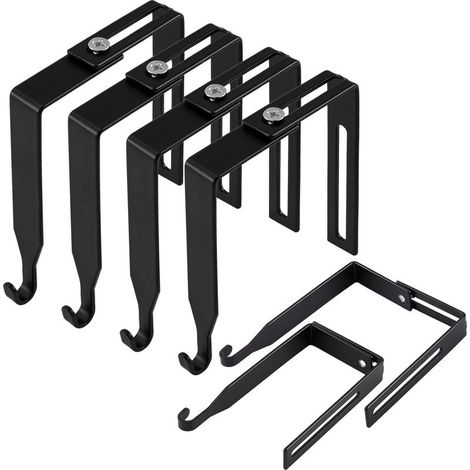Lot de 4 crochets de porte universels réglables pour cloisons métalliques (noir) (1/5)