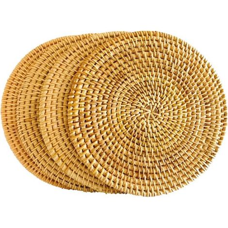 Tapis isolant thermique - Ensemble de 4 pièces - Résistant à la chaleur - Dessous de plat - Protège-nappe - Manique ronde - Réutilisable - 18 cm (1/5)