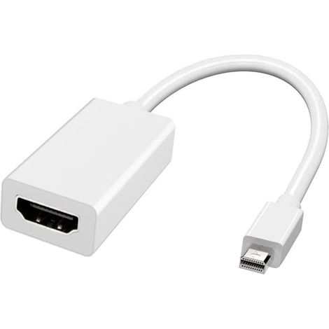 Adaptateur Mini DisplayPort vers HDMI, convertisseur Thunderbolt vers HDMI pour MacBook Air/Pro, Microsoft Surface Pro/Dock, moniteur, projecteur et plus (1 paquet, blanc)