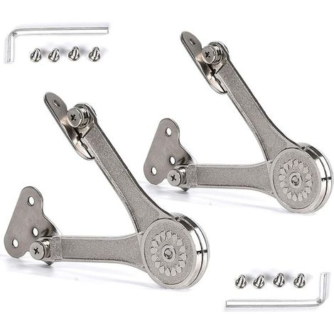 Support de couvercle pliant à charnière robuste - idéal pour les armoires, les coffres à jouets, etc. - 2 ensemble, argent (1/5)