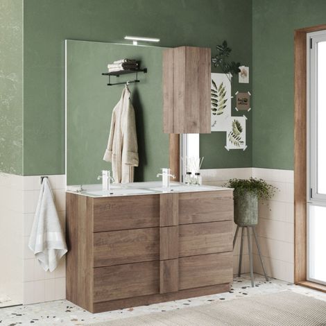 Bagno a tre cassetti Oregon con doppia vasca in finitura Rovere Mercure (1/5)