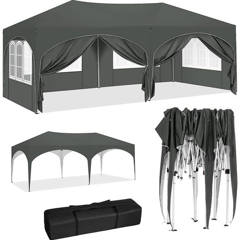 Gazebo 3x6m avec 6 parois latérales, tente de réception, déperlante, protection UV