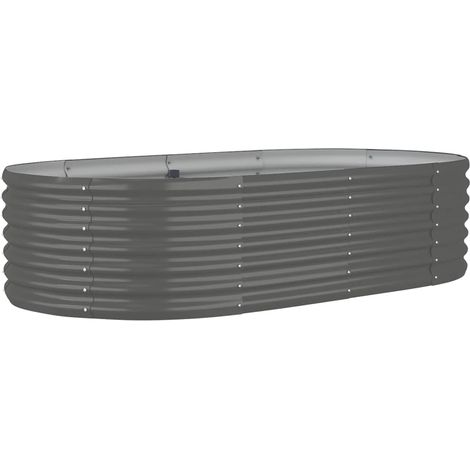 Vassoio per fioriera aiuola rialzata piante fiori terrazza giardino giardino acciaio verniciato a polvere 152 x 80 x 36 cm grigio 020039582