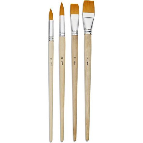 4 pinceaux - Plat - Rond - Acrylique et huile - Fibres synthétiques - Manche long - Pébéo (1/4)