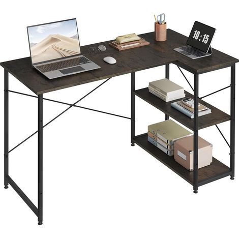 Table de bureau en bois et acier WOLTU, Table d'ordinateur, Table de Travail, Noir+Rouille - 120 x 74 x 71, 5 cm - WOLTU (1/4)