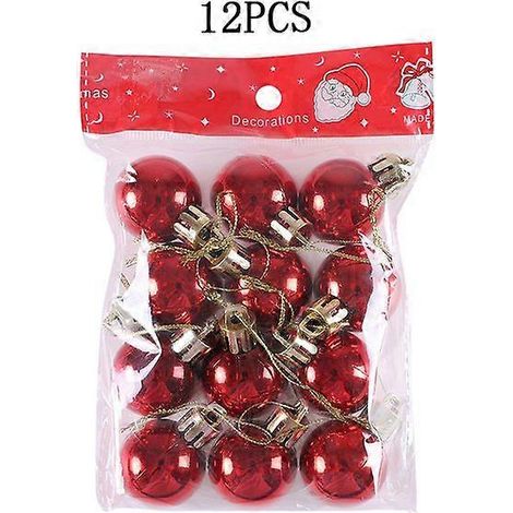 24 boules de Noël rouges (12 boules de 3 cm) - Décorations pour sapin de Noël et décoration intérieure - Accessoires de Noël et du Nouvel An (1/5)