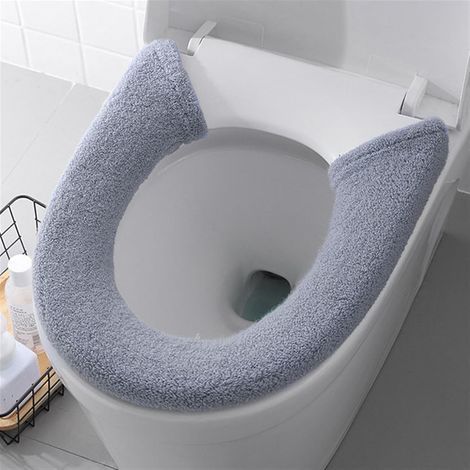 Copriwater grigio scuro, 75 x 16,5 cm, pezzo unico. Morbido e spesso, chiusura con bottoni, lavabile, riutilizzabile e caldo. (1/5)
