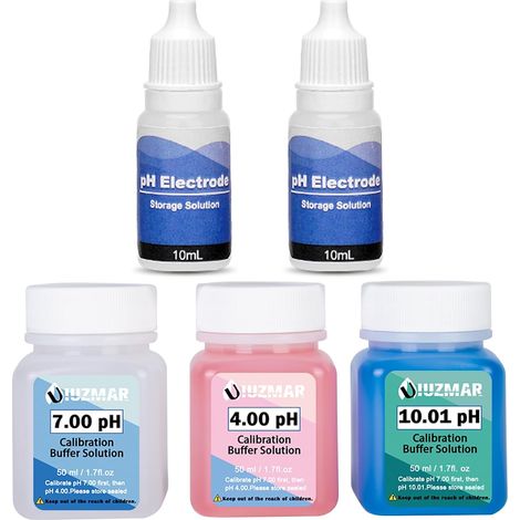 Kit de Solution D'étalonnage pH 7.00/4.00/10.01, avec solution de Stockage pour Sonde pH, Liquide Tampon D'étalonnage (1/5)