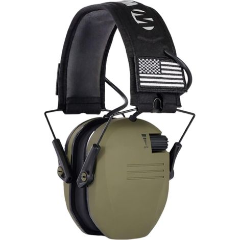 Casque antibruit actif pour la chasse – Écouteurs électroniques avec réduction du bruit – Casque pliable avec microphones directionnels – Arceau réglable – Prise externe (1/5)