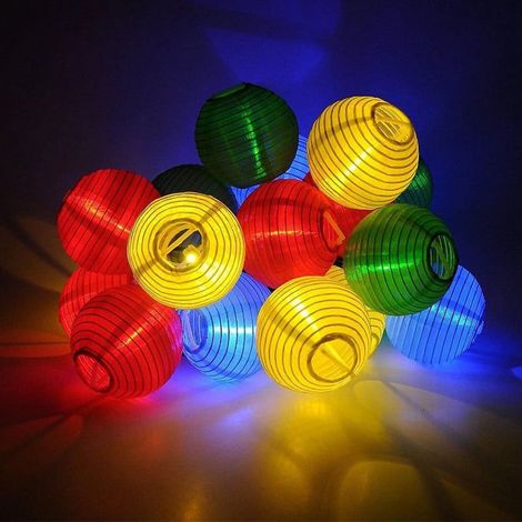 Lanterne Solaire - Guirlande Lumineuse Étanche IP44 - 20 LED - 5 m - Multicolore - Pour Jardin Terrasse Intérieur Camping (1/5)