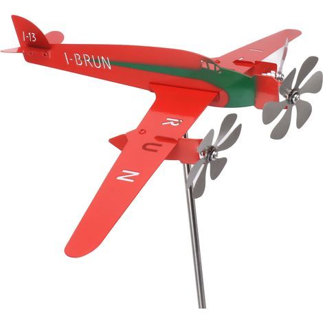 Rote 3D-Wetterfahne aus Metall in Flugzeugform, rostfrei, glatt, Windmühlenform, für Garage, Kuppel, Scheune, Terrasse (1/5)