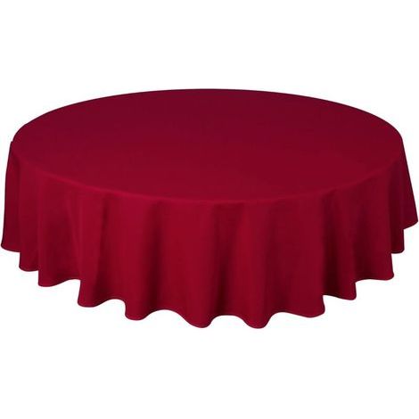 Soie,Nappe de qualité Lourde, Facile d'entretien, Ronde 180 cm Uni Bordeaux