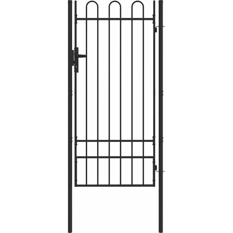 Porte de Clôture Gris 100 x 200 cm Acier revêtu de poudre CFW104872 (1/5)