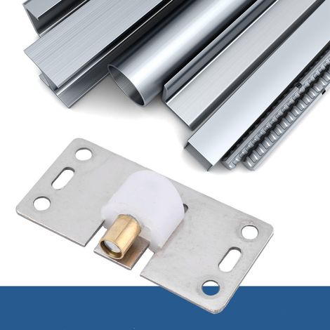 Lot de 2 roulettes coulissantes en acier inoxydable 75 x 38 mm pour porte de placard simple. (1/5)