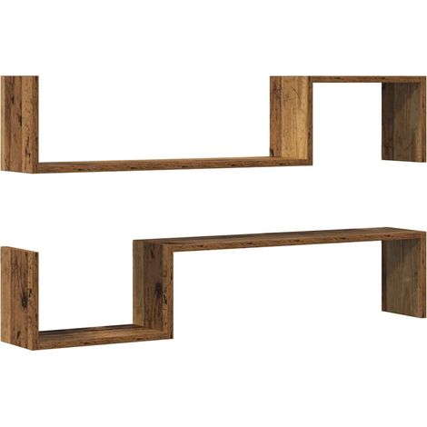 vidaXL Wall Shelves 2 pcs Old Wood 100x15x20 cm Engineered Wood
