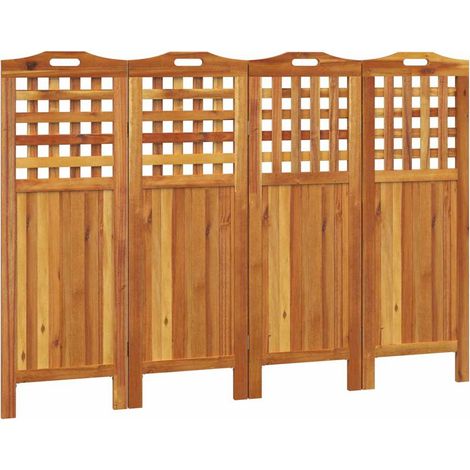 Paravent Cloison de séparation 4 panneaux, Pour Jardin, Balcon, Terrasse 162x2x115 cm Bois d'acacia OIB1660E (1/5)